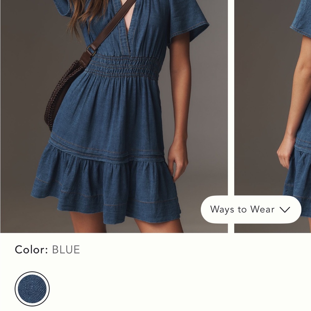 Anthropologie Blue Mini Dress with Elegant Design